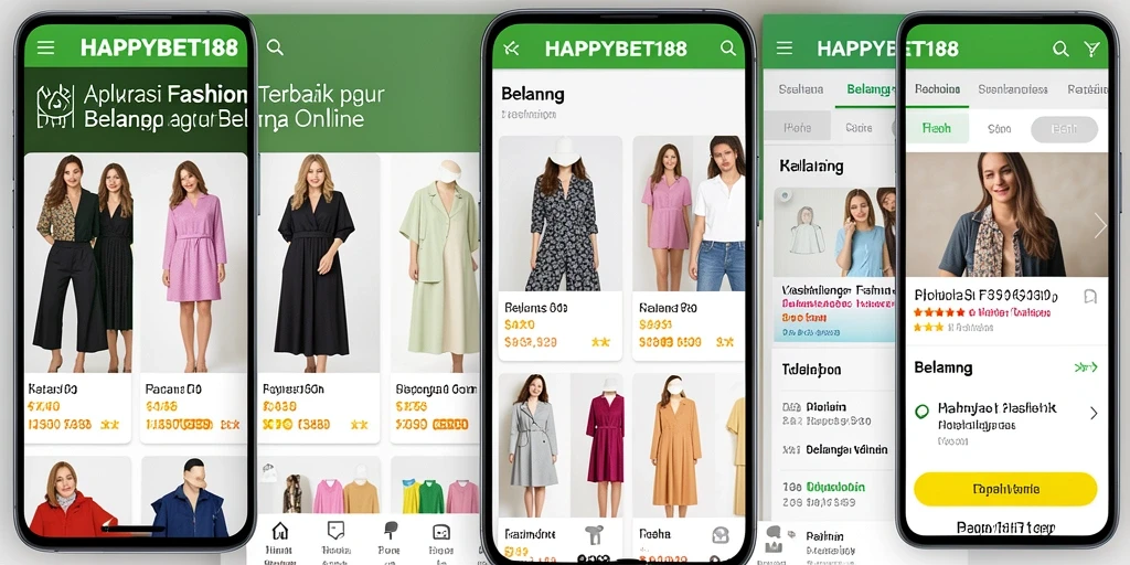 Antarmuka pengguna aplikasi HAPPYBET188 dengan pilihan fashion yang beragam.