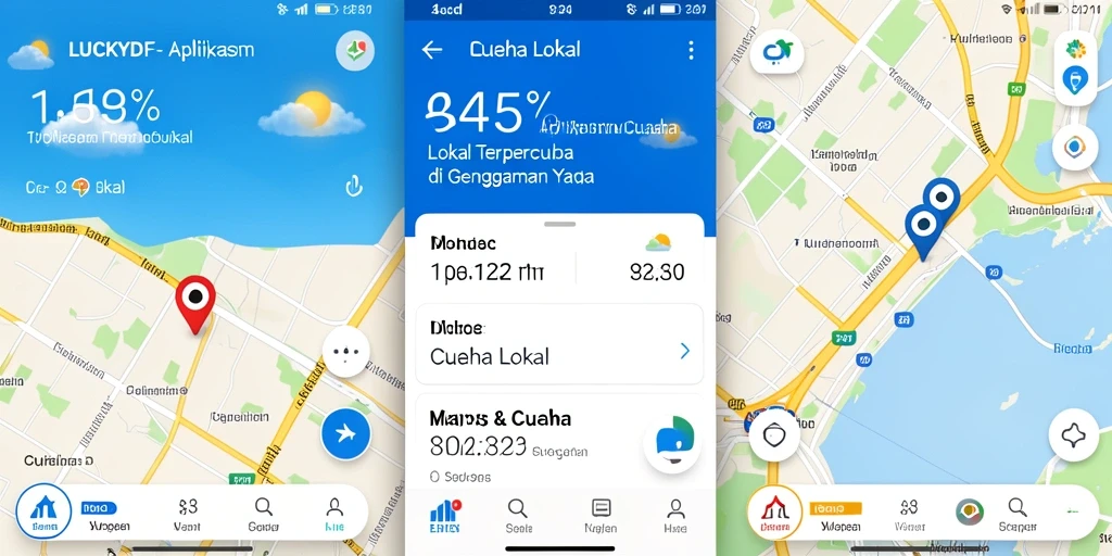 Antarmuka utama LUCKYDF menampilkan informasi cuaca lokal secara jelas.