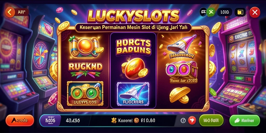Antarmuka LUCKYSLOTS yang menarik dan penuh warna saat bermain mesin slot.