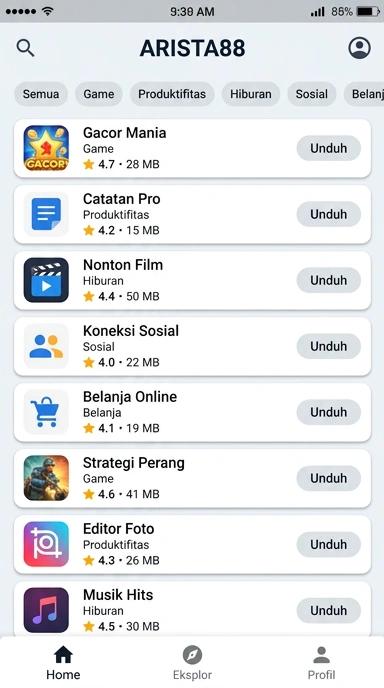 Aplikasi Populer & Kanal Uji di arista88 — Hub Unduhan Pilihan Anda